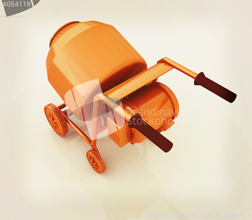 Image of Concrete mixer. 3D illustration. Vintage style.