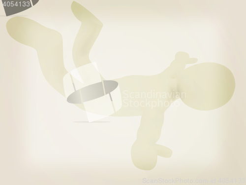 Image of Flying 3d man on white background. 3D illustration. Vintage styl