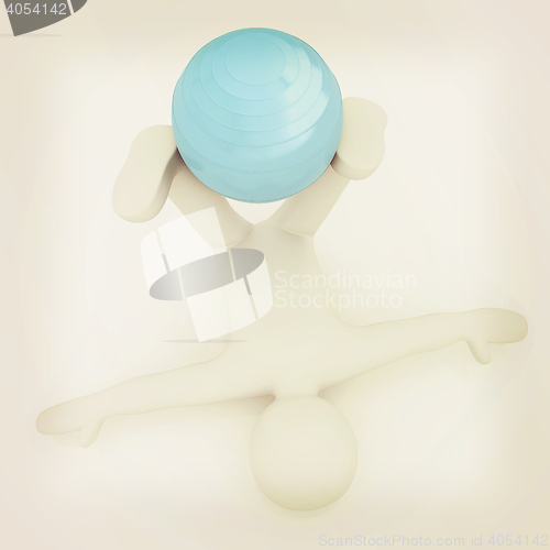 Image of 3d man exercising position on fitness ball. My biggest pilates s