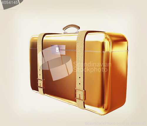 Image of Golden suitcase. 3D illustration. Vintage style.