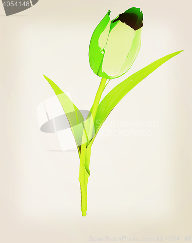 Image of Tulip flower. 3D illustration. Vintage style.