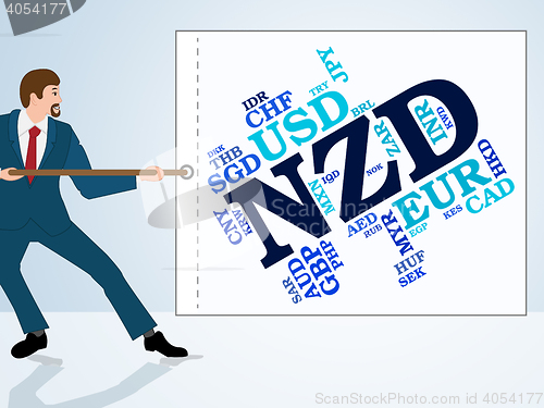 Image of Nzd Currency Shows New Zealand Dollar And Coin