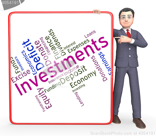 Image of Investments Word Indicates Roi Stock And Wordcloud