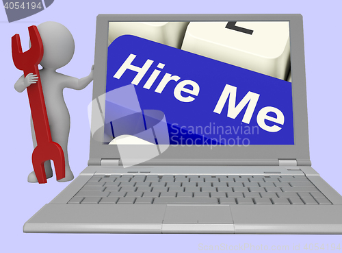 Image of Hire Me Computer Key Showing Work And Careers Search Online 3d r