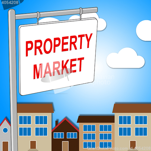 Image of Property Market Sign Represents For Sale And Advertisement