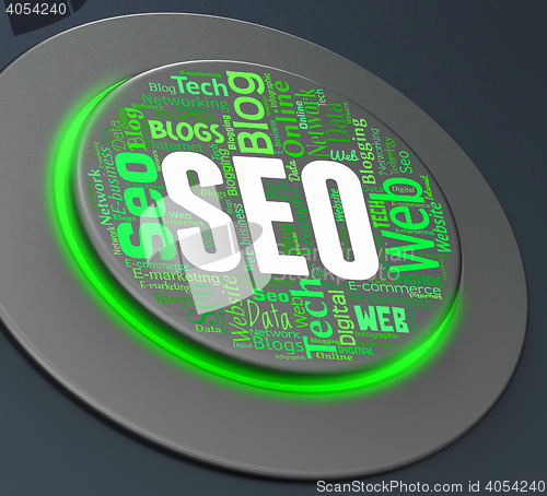 Image of Seo Button Indicates Search Engines And Internet
