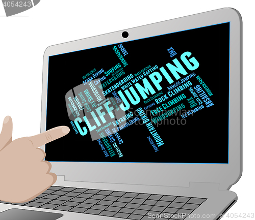 Image of Cliff Jumping Indicates Text Words And Rock