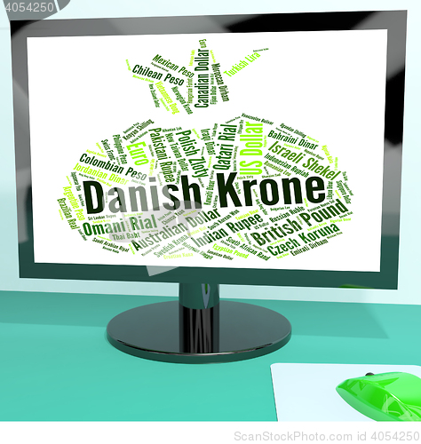 Image of Danish Krone Represents Exchange Rate And Currency