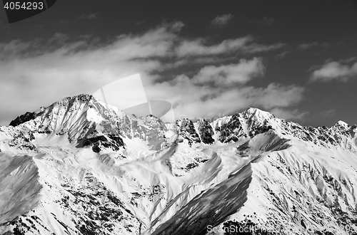 Image of Black and white snow mountains in winter sun day