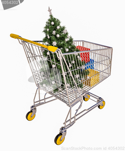 Image of Isolated Shopping Cart With Gifts