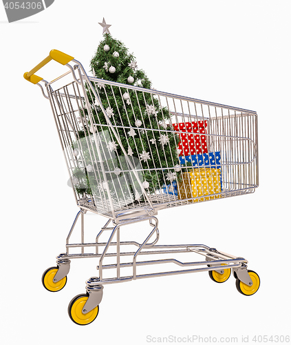 Image of Isolated Shopping Cart With Gifts