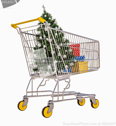 Image of Isolated Shopping Cart With Gifts