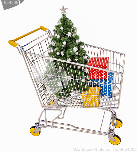 Image of Isolated Shopping Cart With Gifts