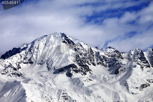 Image of Winter snow mountains at nice sun day