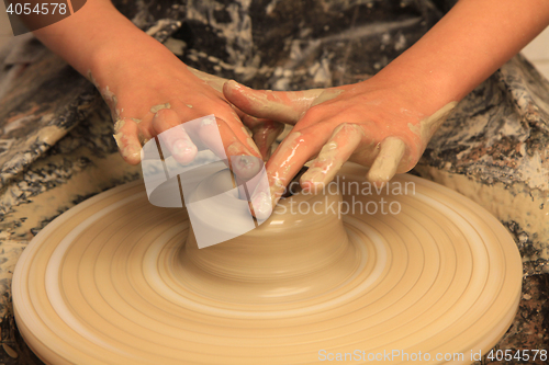 Image of working on spinning wheel