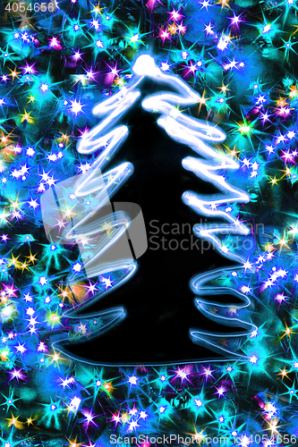 Image of christmas tree form the color xmas lights