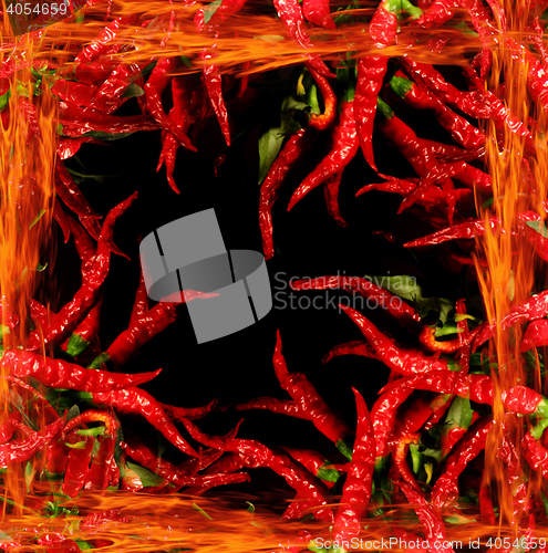 Image of chili isolated on the black