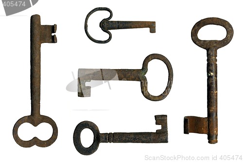 Image of old keys on a white background