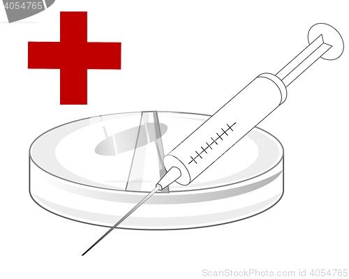 Image of Syringe and tablet on white