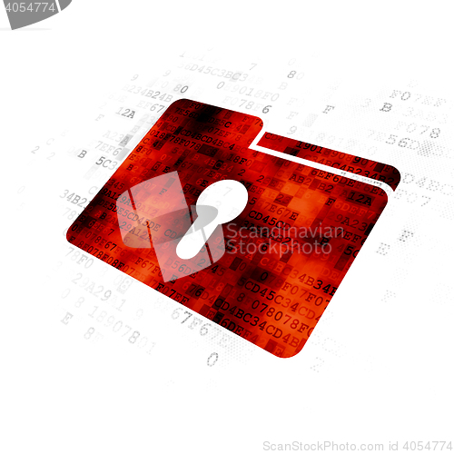 Image of Finance concept: Folder With Keyhole on Digital background
