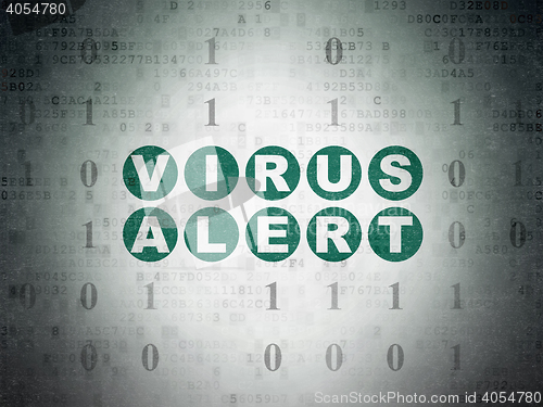 Image of Security concept: Virus Alert on Digital Data Paper background