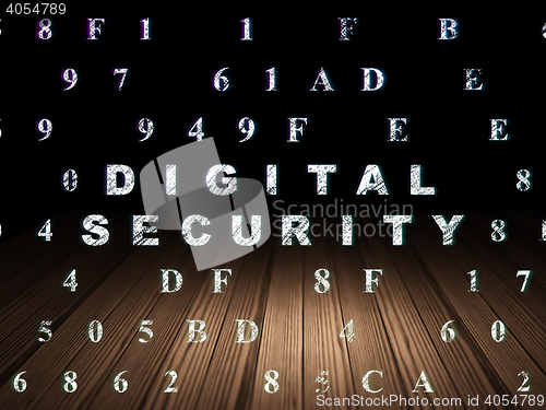 Image of Safety concept: Digital Security in grunge dark room