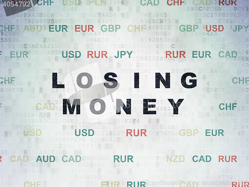 Image of Currency concept: Losing Money on Digital Data Paper background