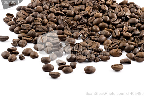 Image of nice browne coffee beans isolated on white background