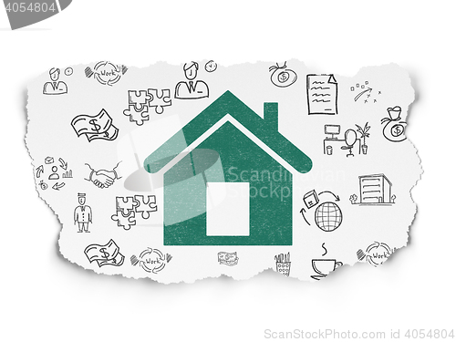 Image of Finance concept: Home on Torn Paper background