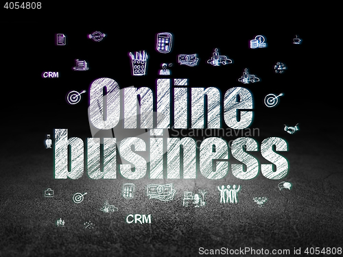 Image of Finance concept: Online Business in grunge dark room