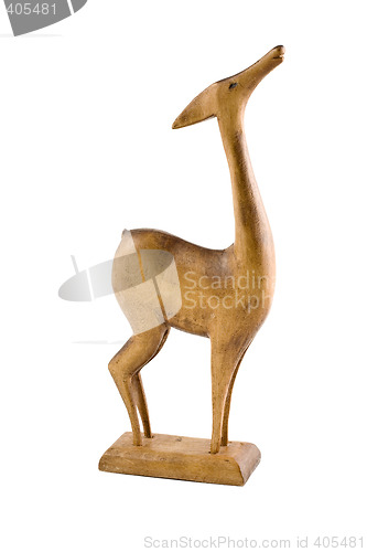 Image of Deer wood sculpture isolated on white background
