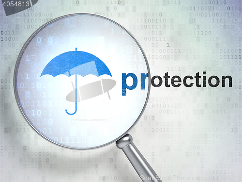 Image of Privacy concept: Umbrella and Protection with optical glass