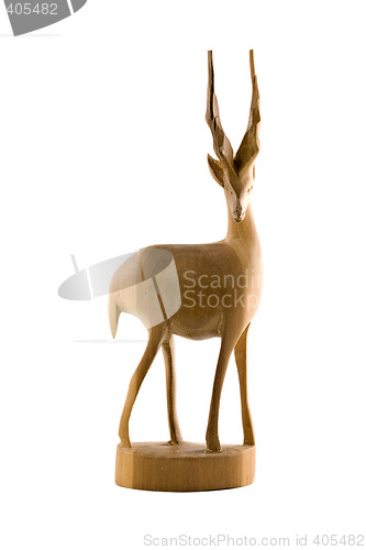 Image of Deer wood sculpture isolated on white background