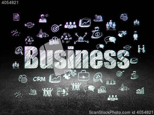 Image of Finance concept: Business in grunge dark room