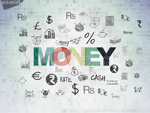 Image of Currency concept: Money on Digital Data Paper background