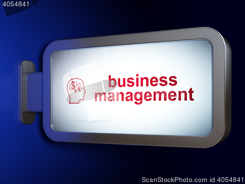 Image of Business concept: Business Management and Head With Finance Symbol on billboard background