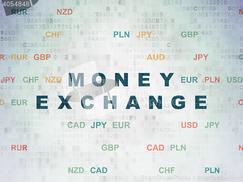 Image of Currency concept: Money Exchange on Digital Data Paper background