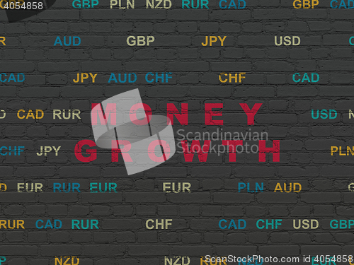 Image of Currency concept: Money Growth on wall background