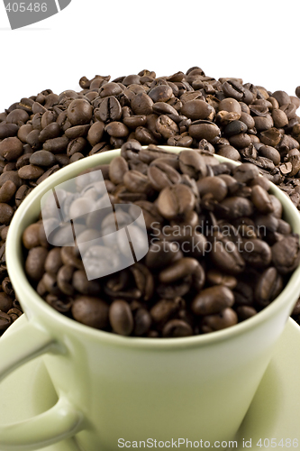 Image of Green coffee cup isolated on white, with copy-space