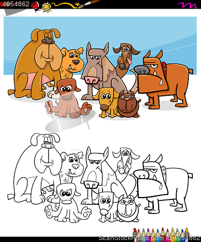 Image of cartoon dogs coloring page