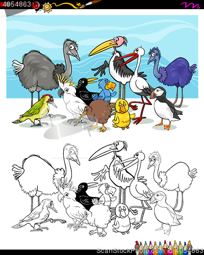 Image of cartoon birds for coloring