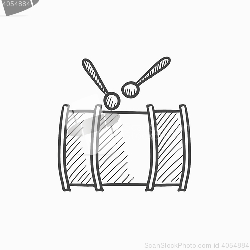 Image of Drum with sticks sketch icon.