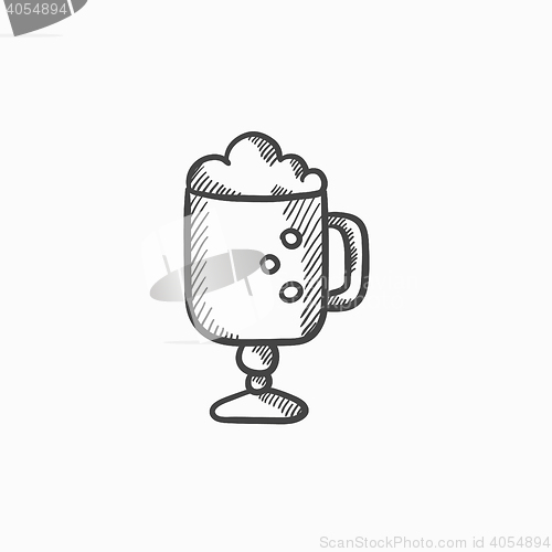 Image of Glass mug with foam sketch icon.