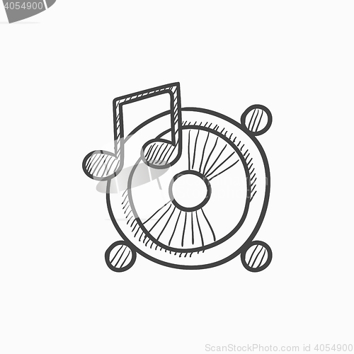 Image of Loudspeakers with music note sketch icon.