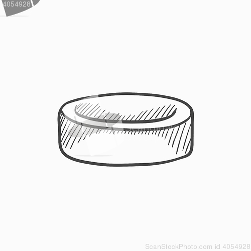 Image of Hockey puck sketch icon.