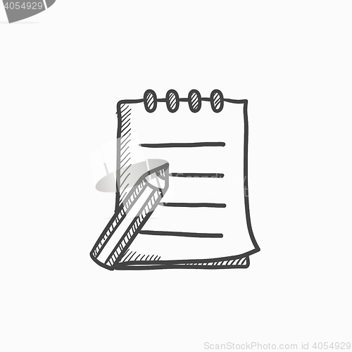 Image of Writing pad and pen sketch icon.