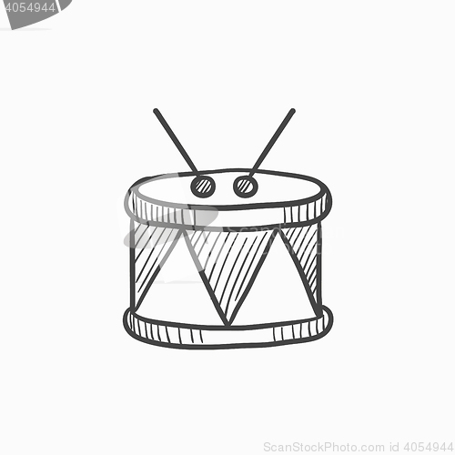 Image of Drum with sticks sketch icon.