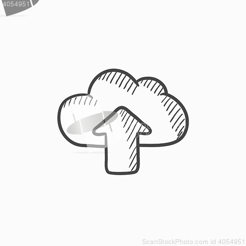 Image of Cloud with arrow up sketch icon.