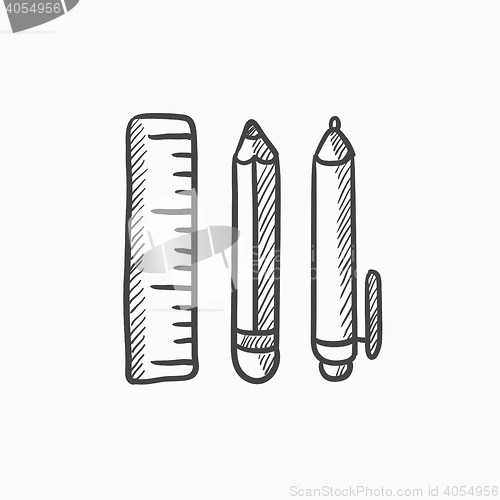 Image of School supplies sketch icon.