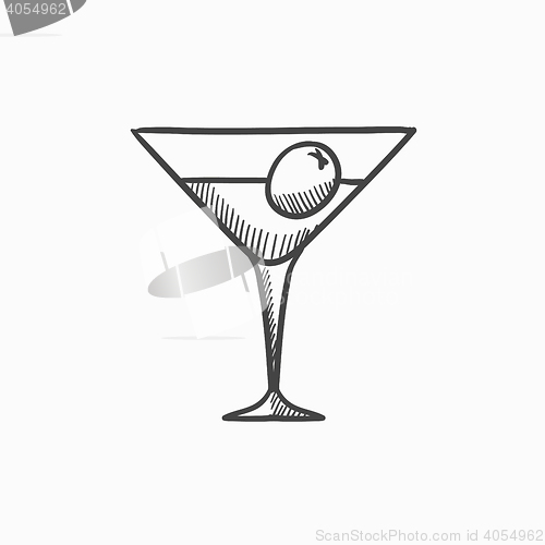 Image of Cocktail glass sketch icon.